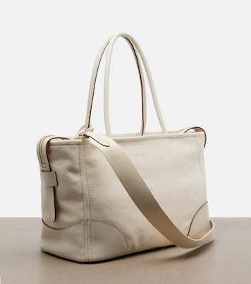 Large leather-trimmed canvas tote bag | Prada