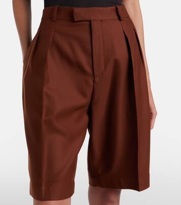 Pleated cashmere Bermuda shorts | Saint Laurent