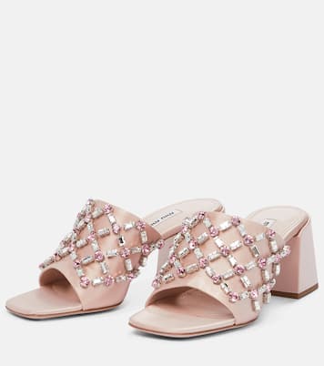 Mules en satin à ornements | Miu Miu