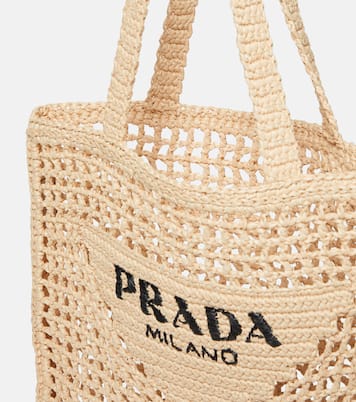 Tote Small de rafia con logo | Prada