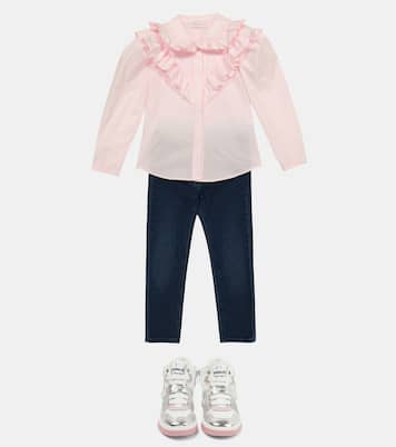 Glittered leather sneakers | Monnalisa