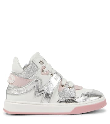 Glittered leather sneakers | Monnalisa