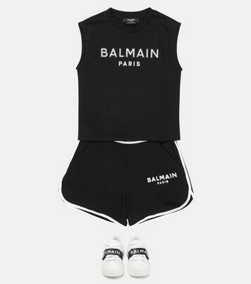Logo cotton jersey top | Balmain Kids