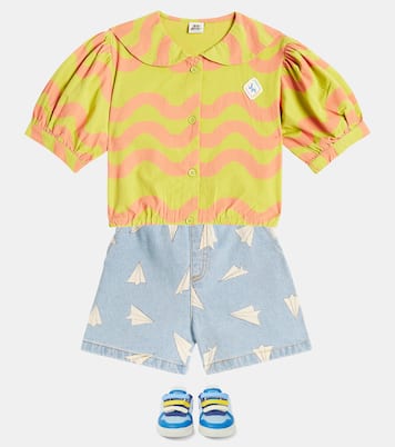 Wave printed cotton blouse | Jellymallow