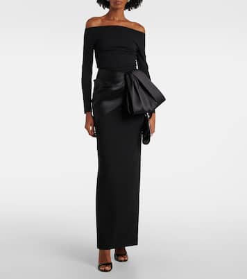 Kori off-shoulder bow-detail gown | Solace London