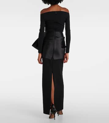 Kori off-shoulder bow-detail gown | Solace London