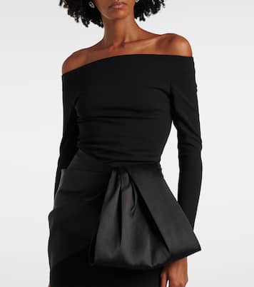 Kori off-shoulder bow-detail gown | Solace London