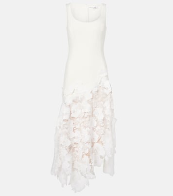 Tweed and guipure midi dress | Oscar de la Renta