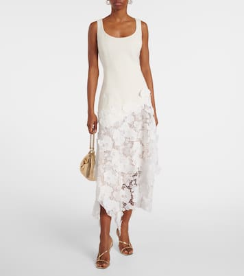 Tweed and guipure midi dress | Oscar de la Renta