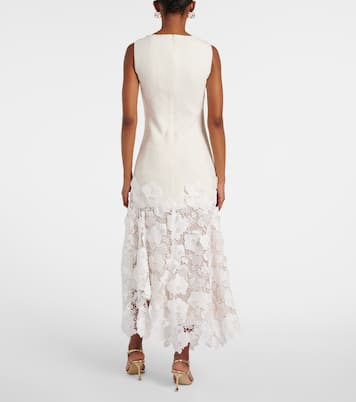 Tweed and guipure midi dress | Oscar de la Renta