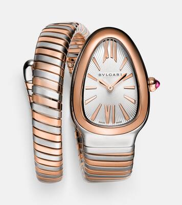 Orologio Serpenti Tubogas 35mm in oro rosa 18kt e acciaio inox con rubellite | Bvlgari