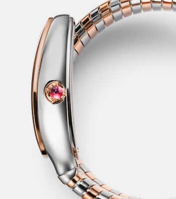 Orologio Serpenti Tubogas 35mm in oro rosa 18kt e acciaio inox con rubellite | Bvlgari