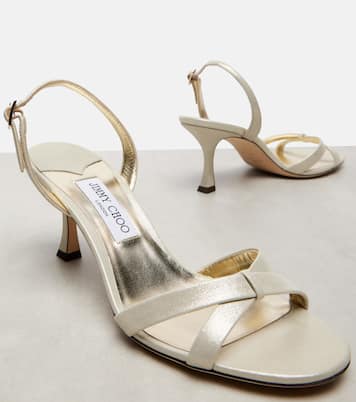 Slingback-Sandalen Elsy 70 aus Metallic-Leder | Jimmy Choo