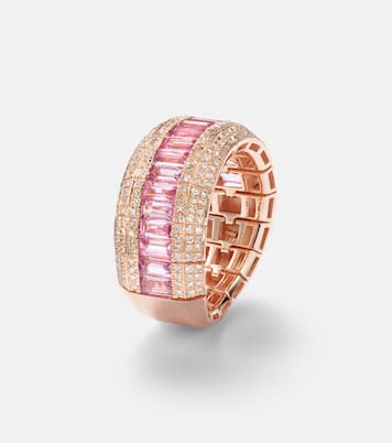 Bague en or 18 ct (750/1000), saphir rose et diamants | Shay Jewelry