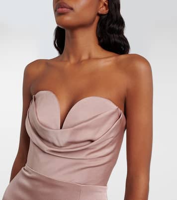 Draped satin bustier gown | Alex Perry