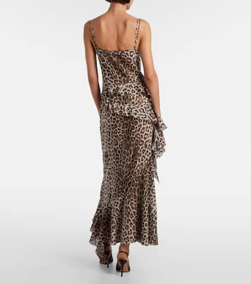 Leopard-print draped silk maxi dress | Jacques Wei