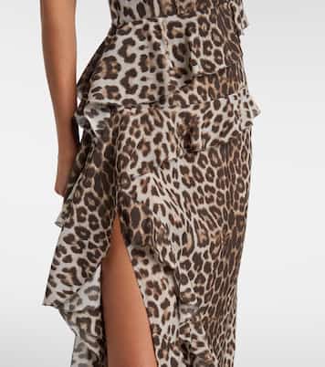 Leopard-print draped silk maxi dress | Jacques Wei