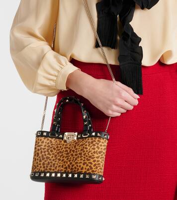 Rockstud calf hair top-handle bag | Valentino Garavani