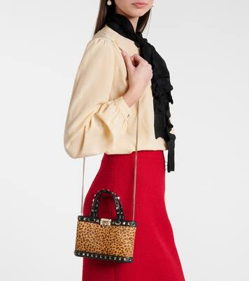 Rockstud calf hair top-handle bag | Valentino Garavani