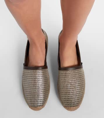 Perforated leather and suede espadrilles | Brunello Cucinelli