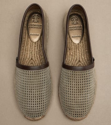 Perforated leather and suede espadrilles | Brunello Cucinelli