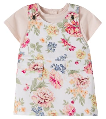 Baby logo floral cotton dress and T-shirt set | Chloé Kids