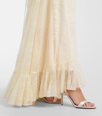 فستان طويل مكشكش من الدانتيل Esen | De La Vali