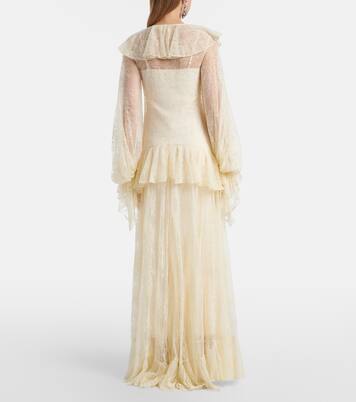 فستان طويل مكشكش من الدانتيل Esen | De La Vali