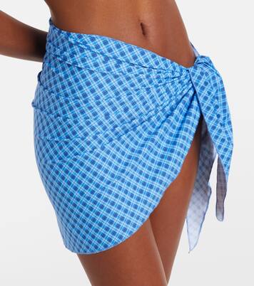Draped plaid beach cover-up | Montce