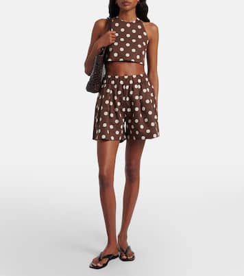 Zurich polka-dot linen and cotton shorts | Asceno