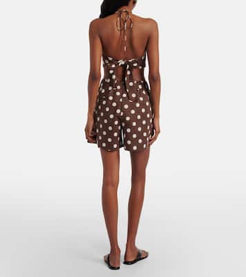 Zurich polka-dot linen and cotton shorts | Asceno