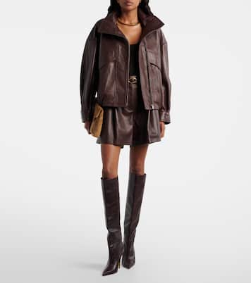 Jonah pleated leather shorts | Nour Hammour