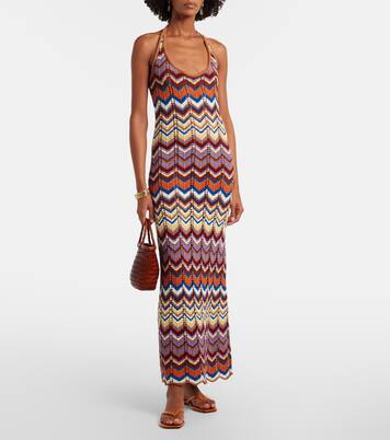 Elisa chevron crochet cotton-blend maxi dress | Faithfull