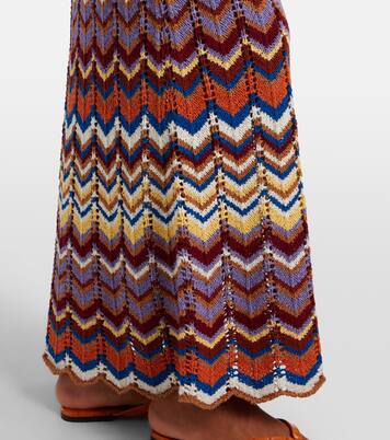 Elisa chevron crochet cotton-blend maxi dress | Faithfull