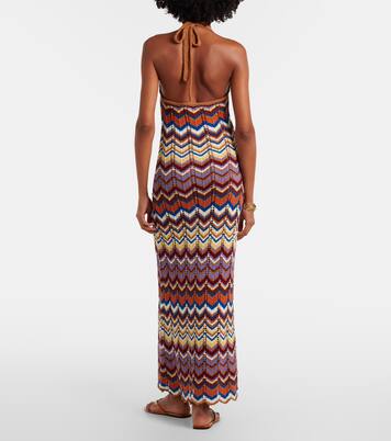 Elisa chevron crochet cotton-blend maxi dress | Faithfull