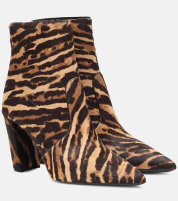 Leopard-print calf hair ankle boots | Prada