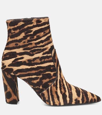 Leopard-print calf hair ankle boots | Prada