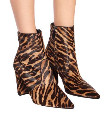 Leopard-print calf hair ankle boots | Prada