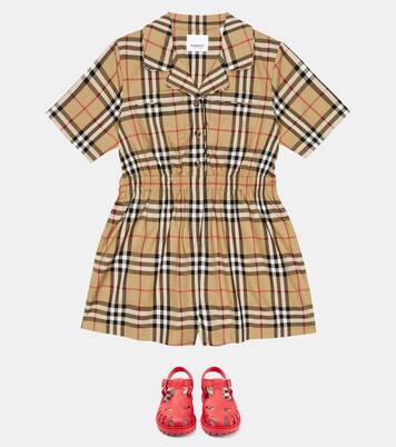 Vintage Check cotton-blend playsuit | Burberry Kids