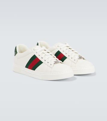 Ace Web Stripe leather sneakers | Gucci