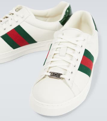 Ace Web Stripe leather sneakers | Gucci