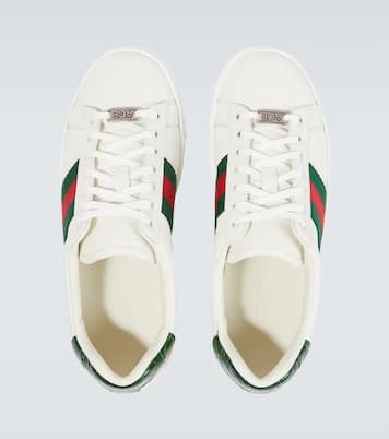 Ace Web Stripe leather sneakers | Gucci