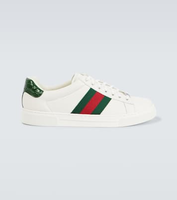 Ace Web Stripe leather sneakers | Gucci