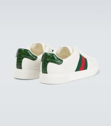 Ace Web Stripe leather sneakers | Gucci