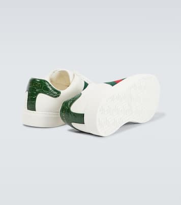 Ace Web Stripe leather sneakers | Gucci