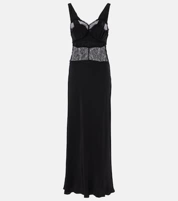 Robe longue en soie et dentelle  | Victoria Beckham
