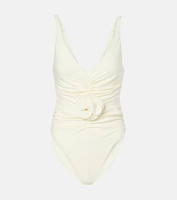 Floral-appliqué ruched swimsuit | Magda Butrym