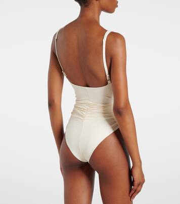 Floral-appliqué ruched swimsuit | Magda Butrym
