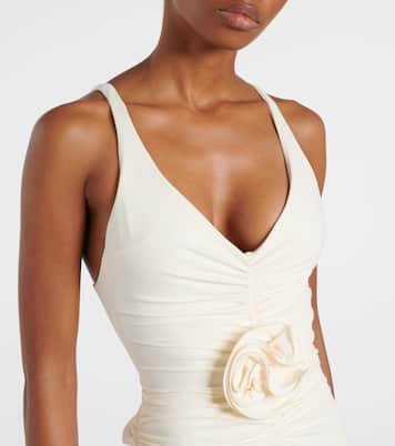 Floral-appliqué ruched swimsuit | Magda Butrym