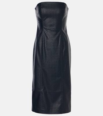 Strapless faux leather midi dress | Rotate